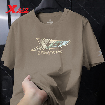 特步短袖男t恤运动上衣男