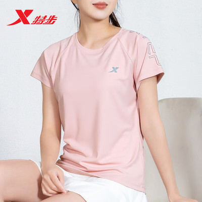 特步短袖女t恤运动上衣女