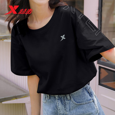 特步短袖女t恤运动上衣女