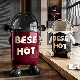 跨境垃圾桶可爱带腿家用客厅新款带翻盖大号密封纸篓内外双桶纸篓