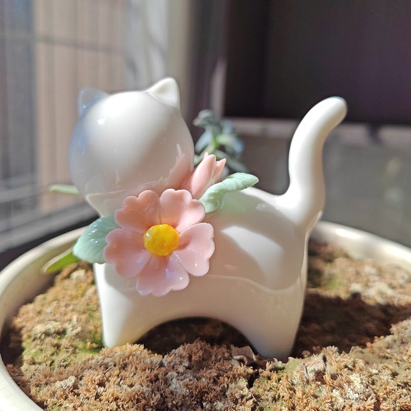 卡通个性陶瓷小猫摆件创意茶宠可爱全瓷猫咪工艺品桌面装饰摆件
