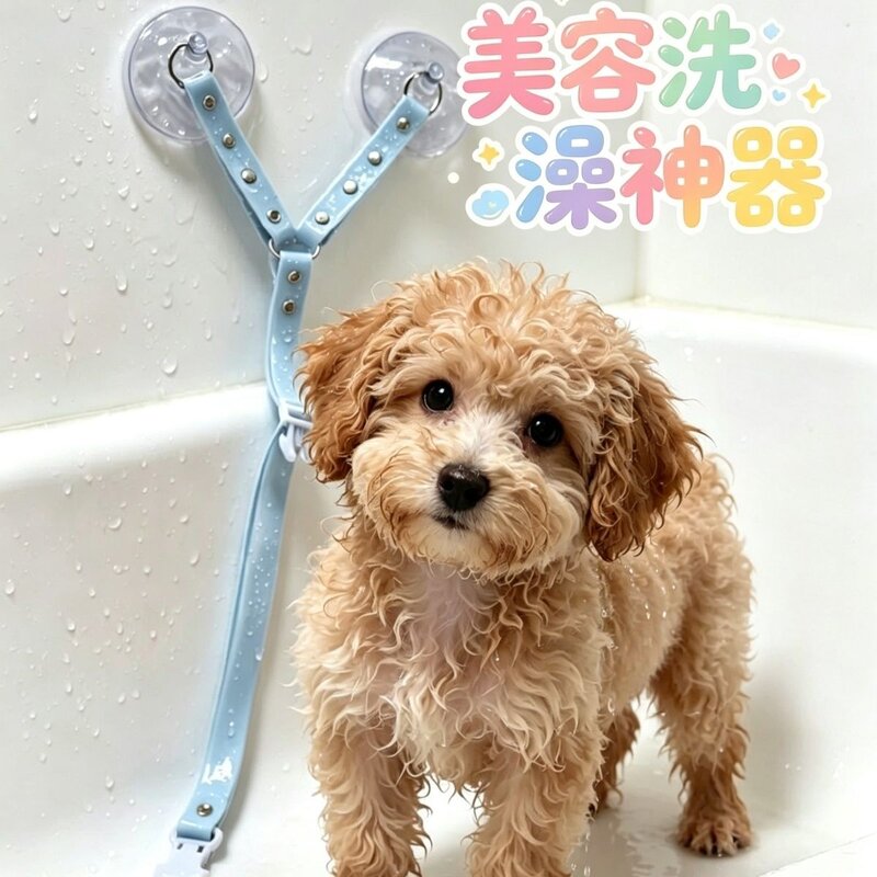 吸盘式宠物洗澡绑带猫咪狗狗美容清洁防挣脱防抓固定防水项圈