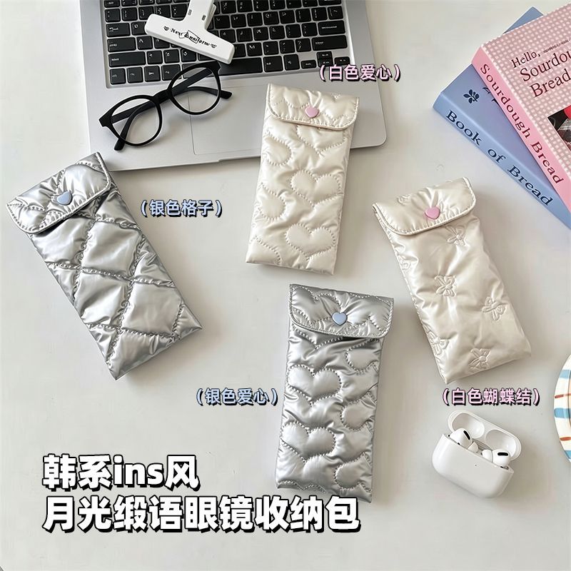 ins 新款蝴蝶结便携眼镜收纳包女防水防压墨镜袋随身补妆保护袋