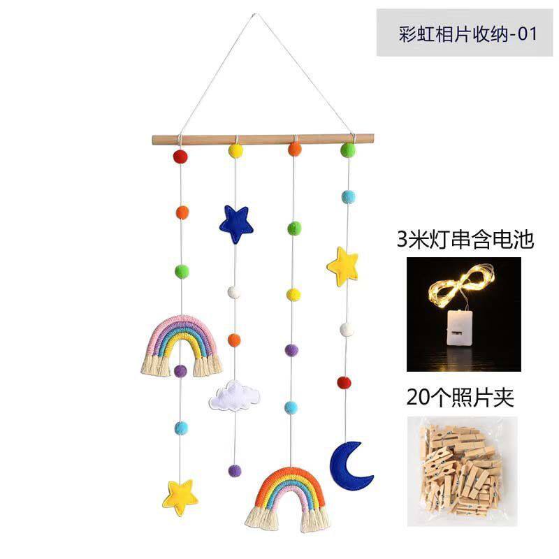 立体彩虹墙面挂饰儿童房相片发夹收纳挂件