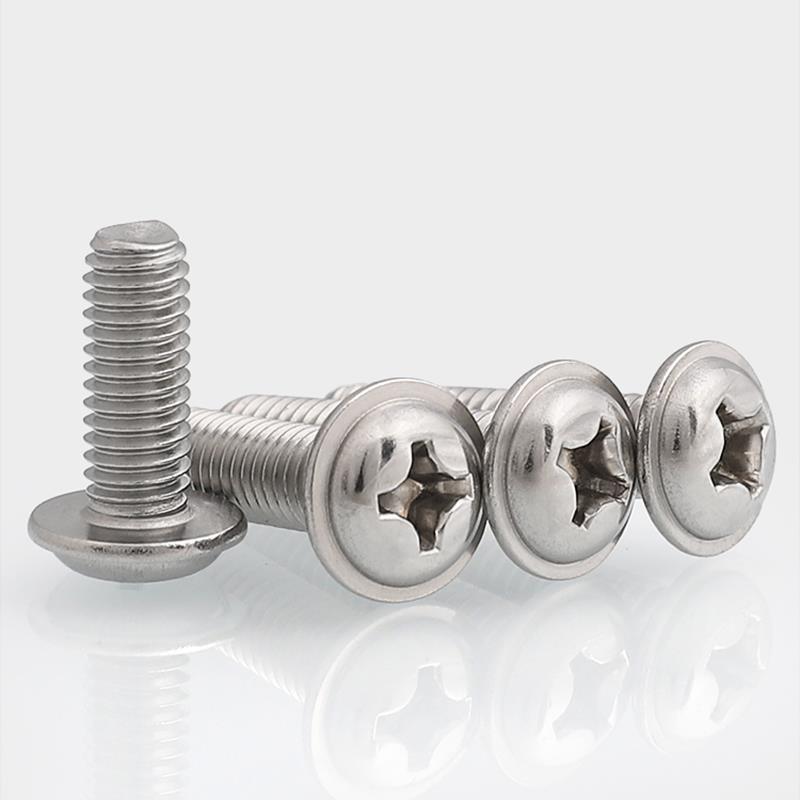 M2M2.5M3M4M5M6 304不锈钢带垫片的螺钉十字圆头机螺丝螺栓DIN967