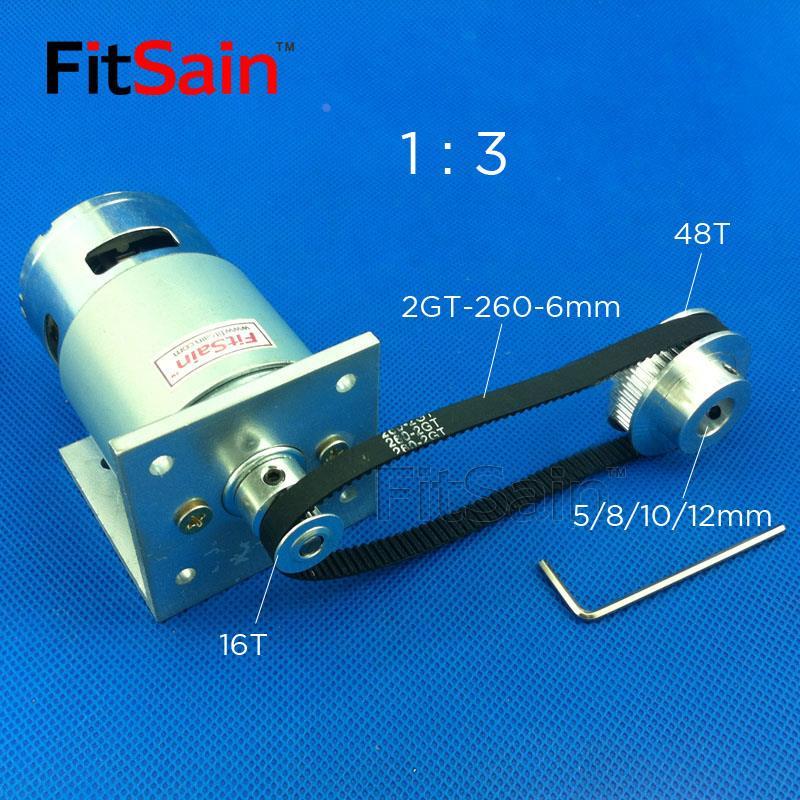 FitSain-775电机16齿48齿2GT同步轮GT2皮带轮1:3减速中孔5/8/10/