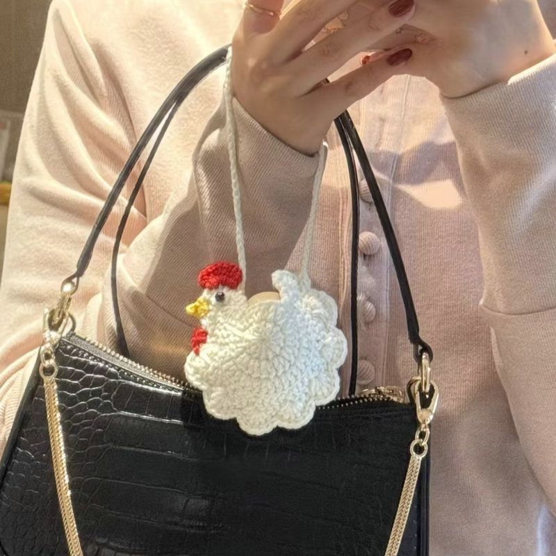 节日手工毛线咕咕鸡蛋兜成品小鸡零钱包耳机编织袋可爱送礼小袋