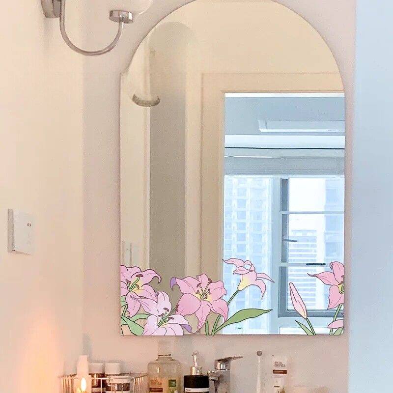 百合花防水墙贴浴室镜子美化贴画厕所瓷砖遮丑卫生间装饰贴