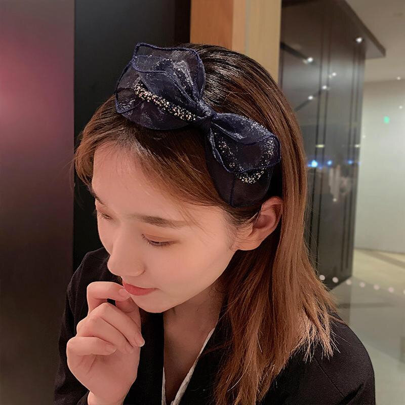 韩版简约高端蝴蝶结钻链发箍带齿防滑洗脸外戴女士气质发卡头饰