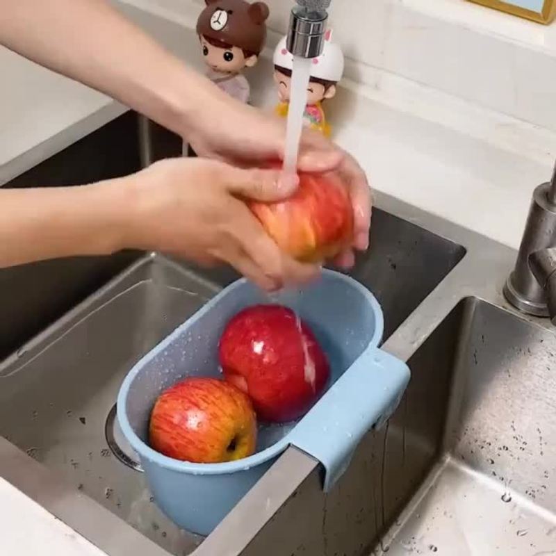 厨房塑料可挂式沥水篮蔬果漏水架饭菜隔渣水槽过滤通用干湿分离