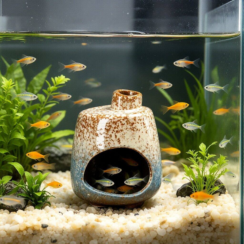 鱼缸躲避屋陶瓷繁殖罐鱼虾慈鲷迷你鹦鹉鱼躲避洞水族箱造景摆件