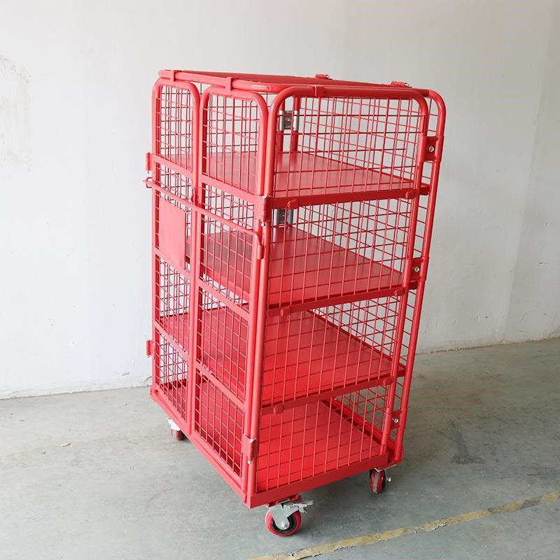 现货折叠式物流j台车物流快递周转车物料搬运周转车多层折叠笼车