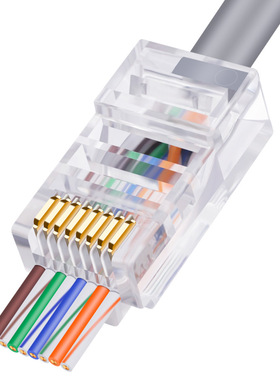 百刻 SJT-6T 六类RJ45非屏蔽通孔式F网络水晶头 RJ45100个/包