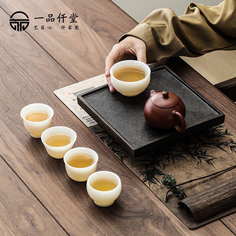 五福文创羊脂玉白陶瓷家用白瓷茶杯F功夫茶具套装礼盒五个茶杯套,餐饮具,旅行茶具,淘宝优惠券,粉丝福利购,淘宝优惠卷