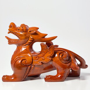 黄花梨木雕貔貅摆件一对木质皮丘办E公室家用客厅乔迁手工飞天貔