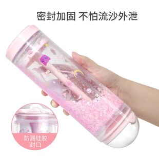 NBX流沙升降不倒笔盒笔袋学生文具铅笔盒笔O盒透明按文具创意个性