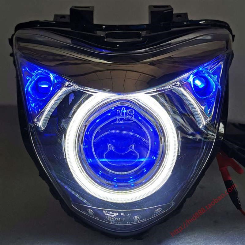 适用GW250大灯 改装 海5 LED双光透镜氙气O灯大灯总成天使眼恶魔