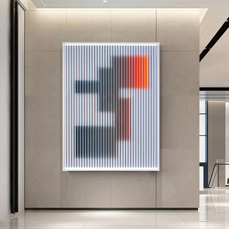现代简约客厅装饰画亚克力立体A实物画样板间酒店玄关竖版抽象挂