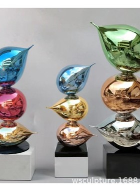 定制不锈钢雕塑 镀钛工艺 不锈钢抽象雕塑 工艺品摆件轻奢 铜制品