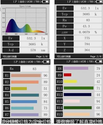 虹谱光谱彩色照度计手持式光强色温计显色指数波长照度测试检测亮