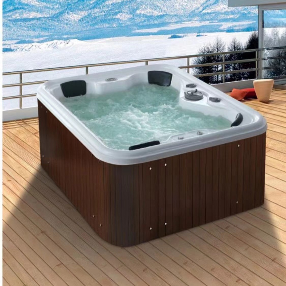 4人恒温功能浴缸加热温泉泡澡浴池SPA泳池户外冲浪按摩大池淋浴