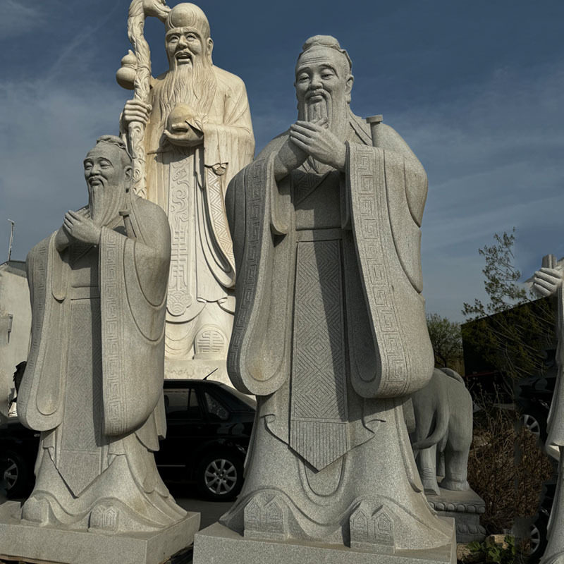 石雕孔子雕像花岗岩校园广场摆放古代名人老子十大名医人物石雕像