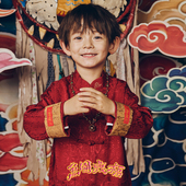 亲子装 万图岁福童装 中国风国潮儿童盘扣唐装 秋冬新款 红财神