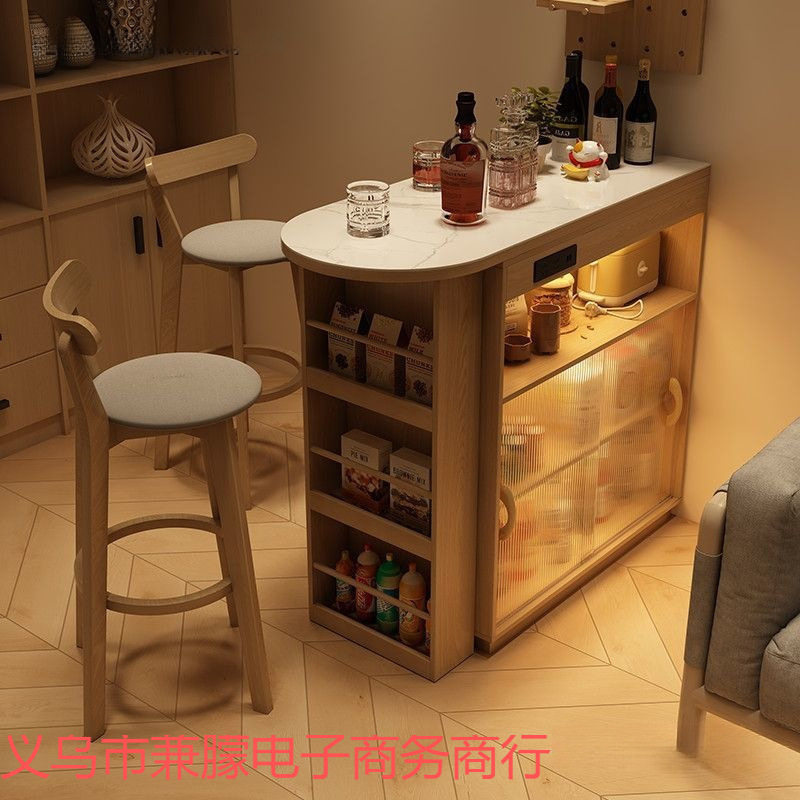 小户型玻璃伸缩吧台餐桌隔断储物