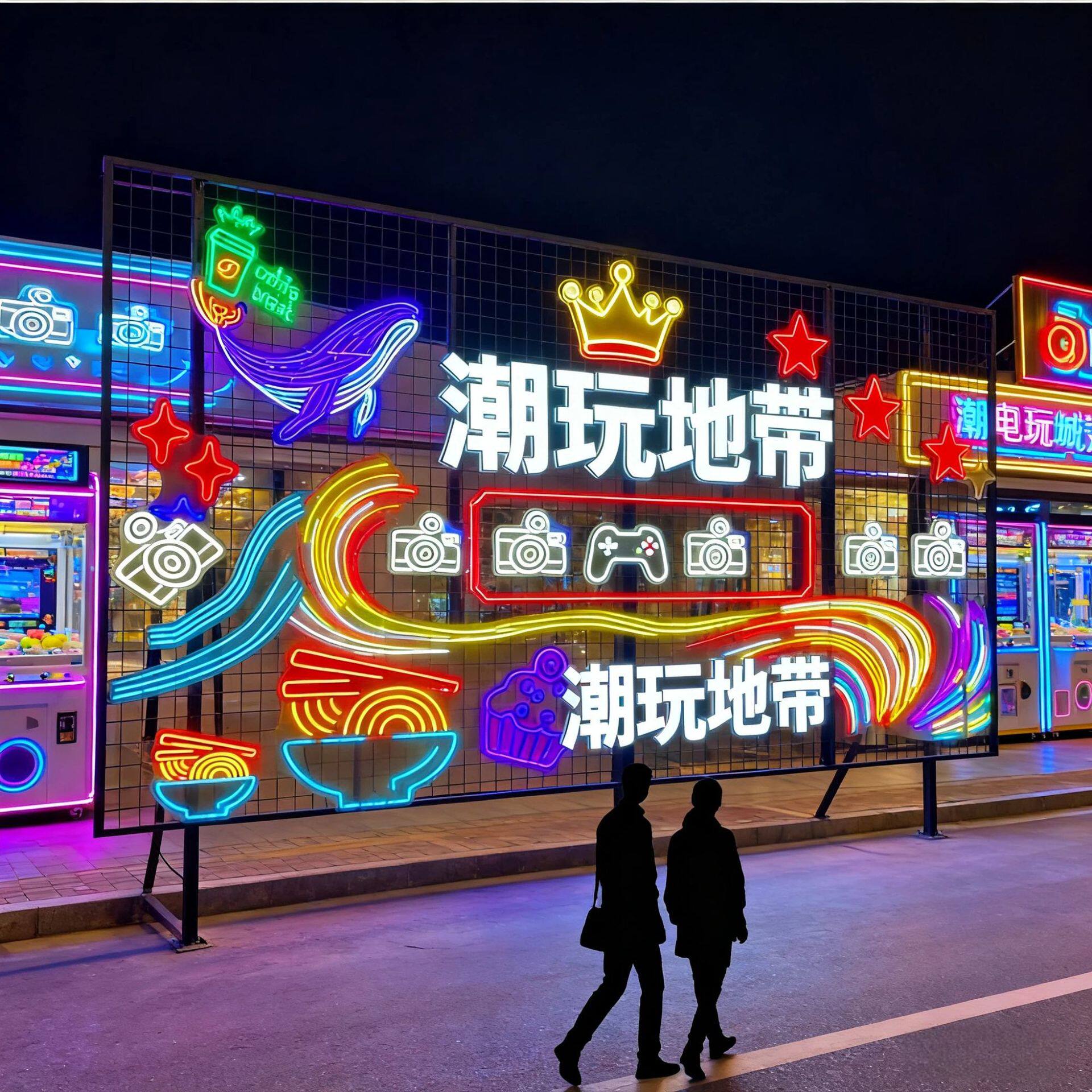 网红街霓虹灯商业街美食街步行街发光造型墙饰景区布置led彩灯