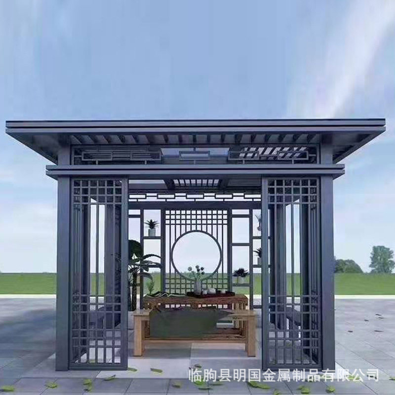 简约中式小院遮阳雨棚凉亭户外景观四角凉亭花园公园小区景观亭