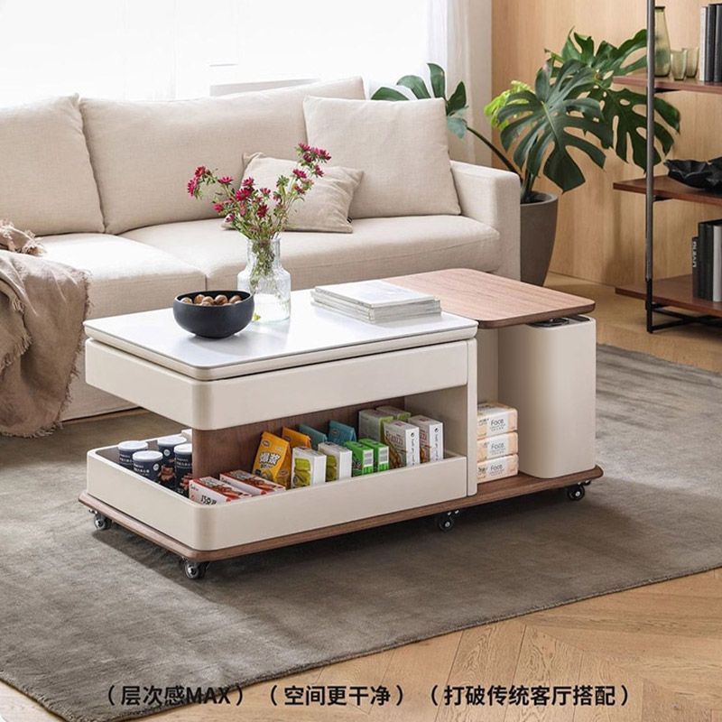 可收纳现代简约岛台茶几小户型茶水柜移动带轮可升降储物边几客厅