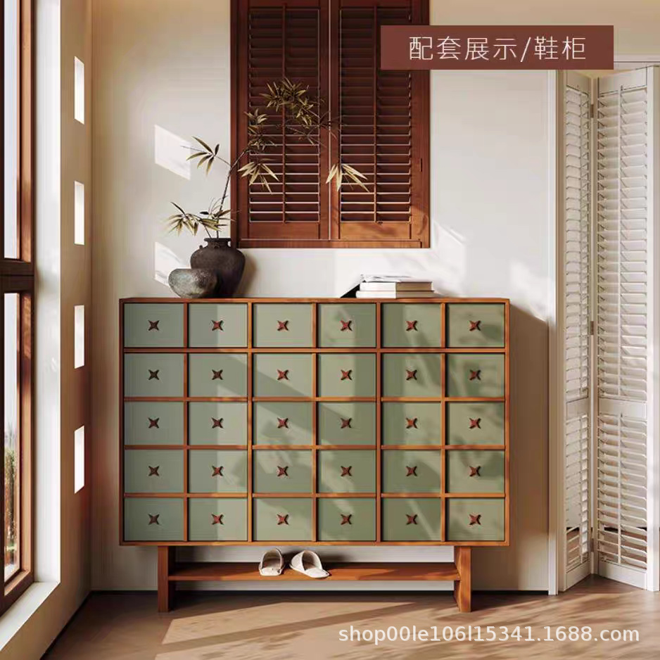 美法式复中古绿色斗柜卧室客厅酒店民宿储物斗柜装饰柜梳妆桌鞋柜