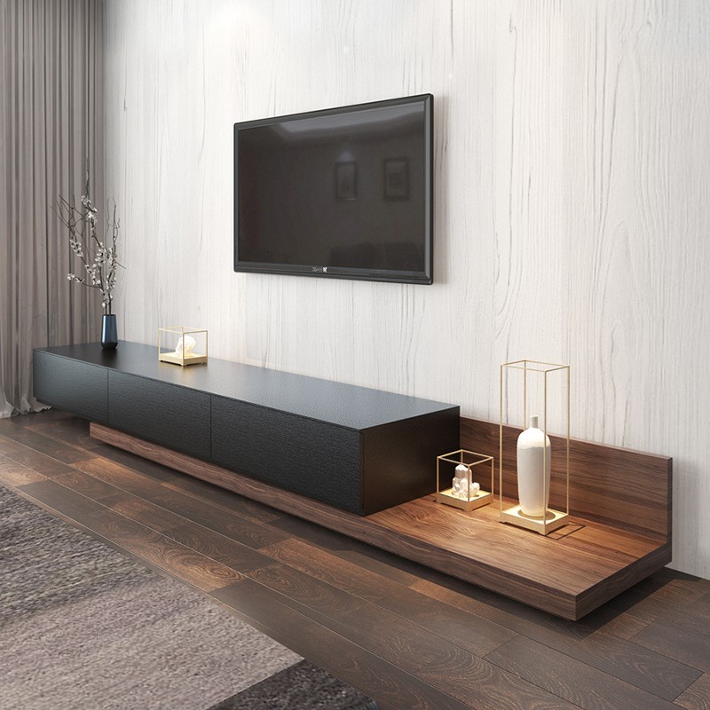 现代简约实木可伸缩电视柜 小户型家用客厅创意视听柜 带抽屉地柜