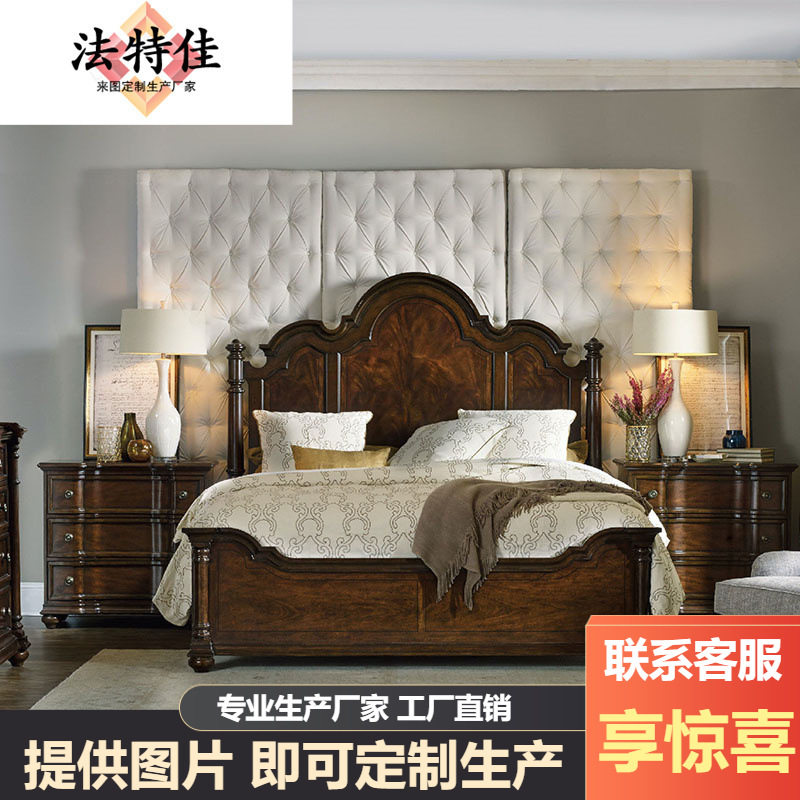 美式经典全实木床头柜胡克高端仿古做旧三抽台灯柜收纳柜