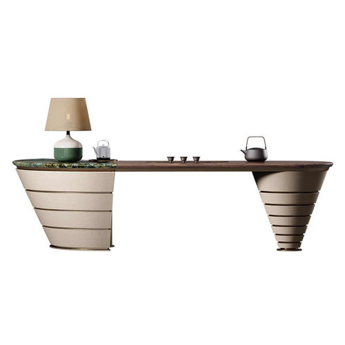 JUYI意式极简轻奢扇形茶桌 别墅全屋茶室系列 蓝宝石天然奢石茶台