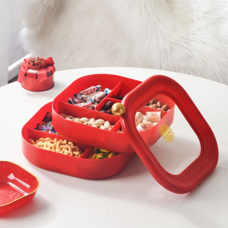 干果盒家用客厅茶几糖果盒轻奢高档分格式收纳盒水果盘零食坚果盒