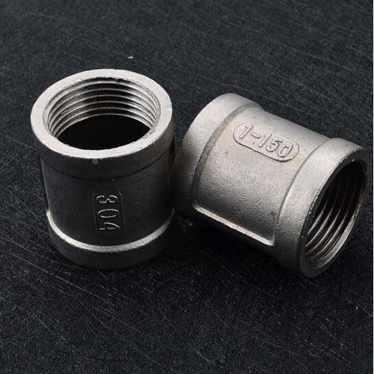 山东304/316加厚不锈钢内丝直接管箍束节内螺纹接头4/6分/1寸DN15