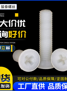 m2.5 m3 m4m5m6m8白色尼龙十字沉头螺丝平头塑料尼龙螺丝塑胶螺钉