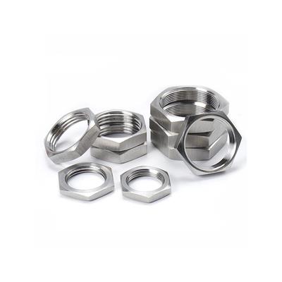 304不锈钢根母锁母纳子水管并帽锁紧六角螺帽精铸螺母4分6分1寸