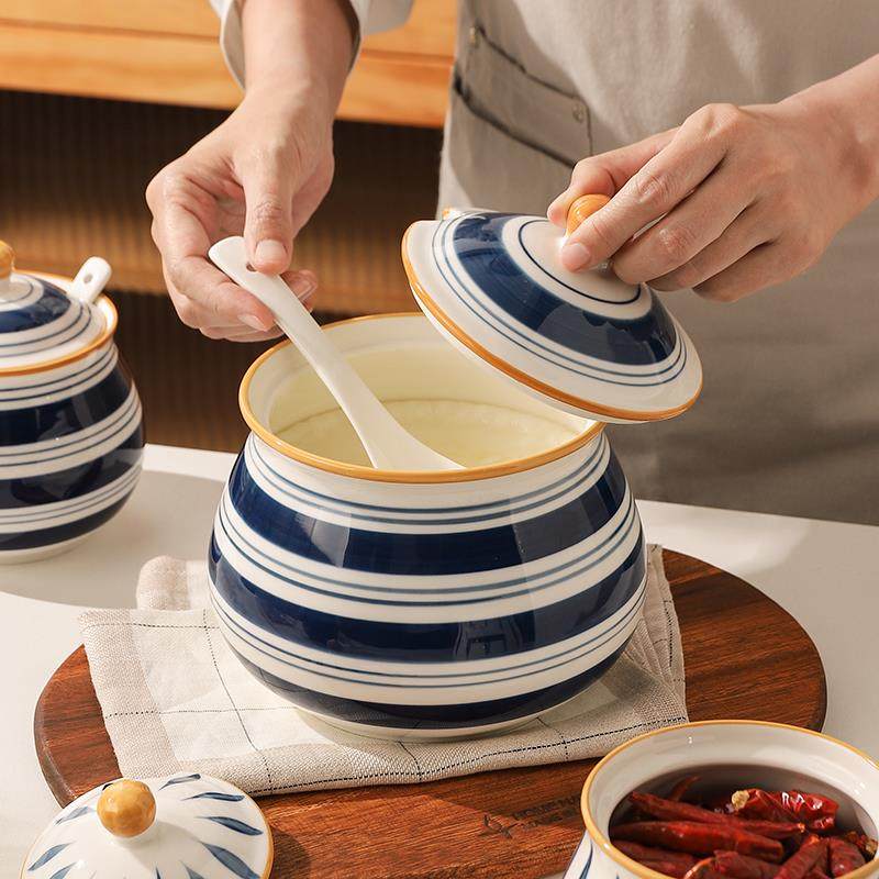 厨房装猪油罐储存罐家用辣椒油专用罐耐高温陶瓷调料盒油泼辣子罐