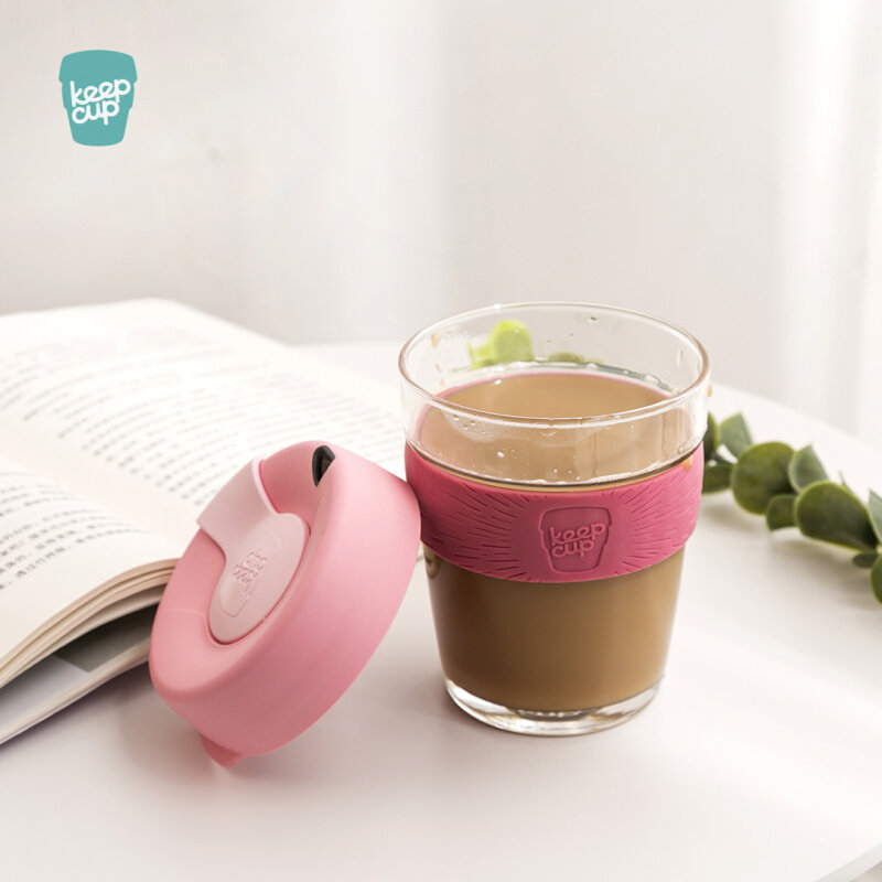 keepcup 进口咖啡杯便携女水杯钢化玻璃杯带盖杯子随行杯保温茶杯