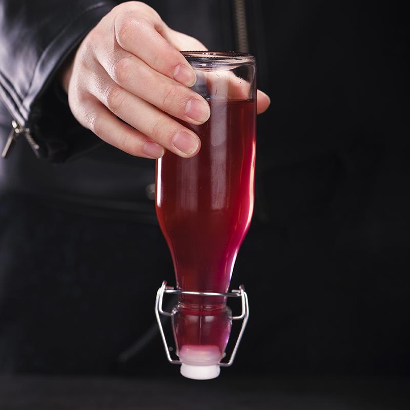 酒吧传奇 无铅玻璃带扣果汁瓶 柠檬汁瓶 饮料瓶分装空瓶密封带盖