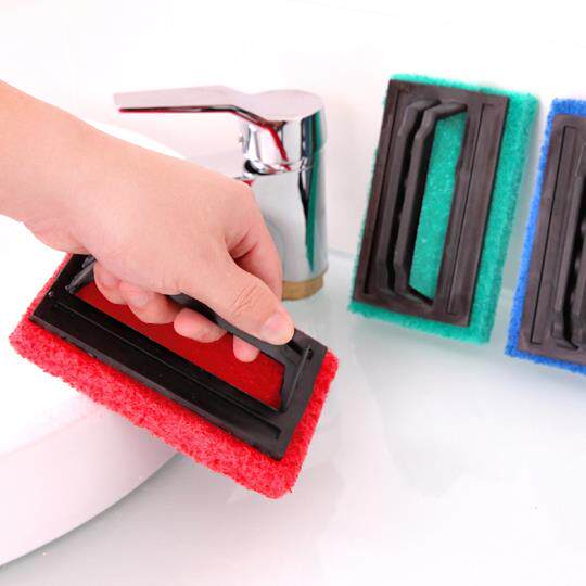 塑料手柄加厚海绵底浴缸刷 多用途可擦玻璃瓷砖水池除垢清洁刷子