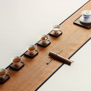 草编茶席日式复古编织干泡茶台茶桌布中式棉麻禅意茶杯垫桌旗茶巾