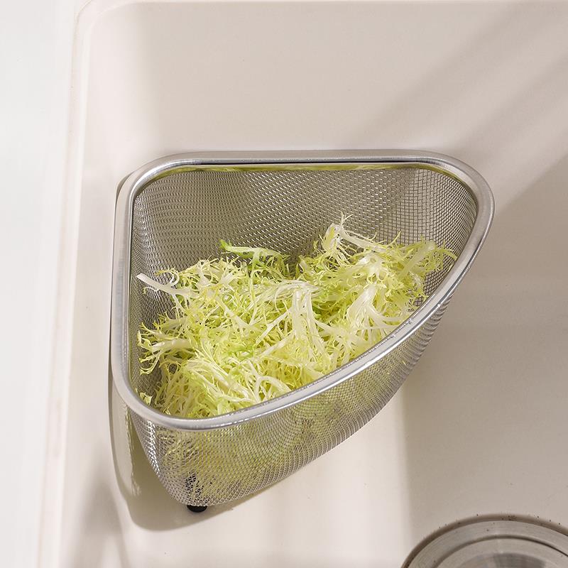 倒剩菜沥水篮水槽内304不锈钢三角滤水篮厨房剩饭过滤筐沥水架子