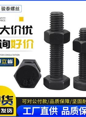 M6M8M10M12 黑外六角螺丝螺母套装组合8.8级高强度螺栓加硬螺丝杆