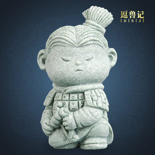 招财书柜摆件造景博古架创意兵马俑桌面卡通家居鱼缸摆设茶宠装饰