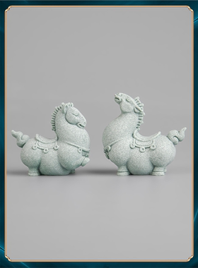 电视柜客厅生肖乔迁马招财礼品创意马摆件马到成功酒柜装饰砂石青