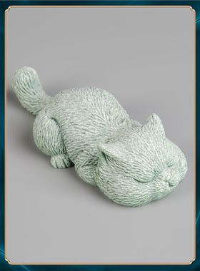 茶小萌趣可养国风摆件砂石茶艺茶室宠茶道装饰品猫咪茶桌青动物