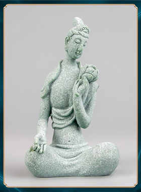 菩萨砂石飞天园艺桌面敦煌鱼缸装饰品拈花茶室青摆件国潮造景男